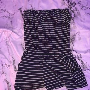 Strapless striped romper